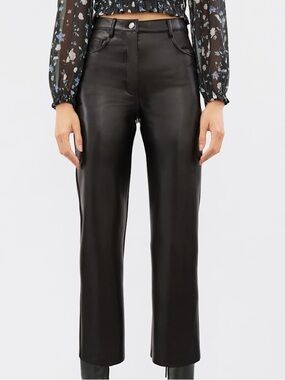 Aritzia Wilfred Melina Vegan Leather Cropped Pant High Rise Black Size 4